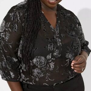 Harper Velvet Burnout Pullover 3/4 Sleeve Blouse, size 3 (3x)